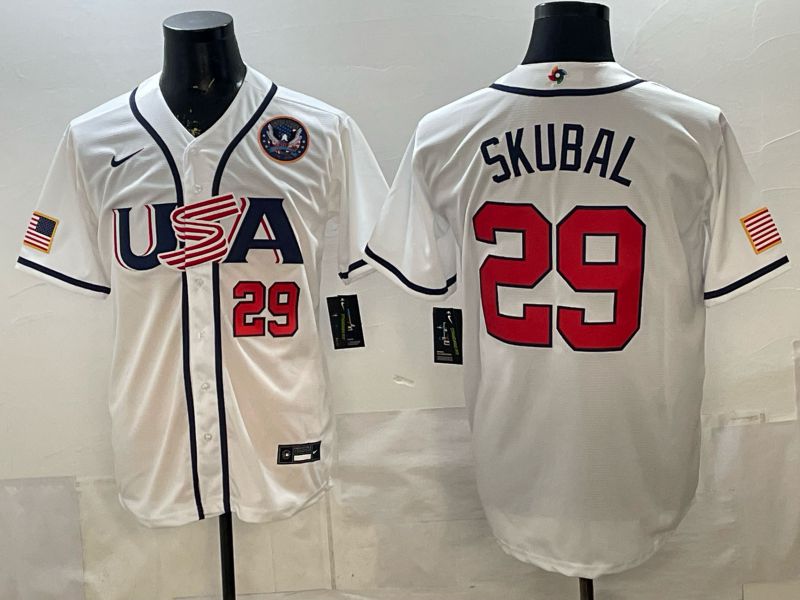 Men 2026 World Cub USA #29 Raleigh White Game Nike MLB Jersey style 0016